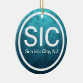 Persoonlijk SIC Zee Isle City NJ Beach Kerstmis Keramisch Ornament (Rechts)
