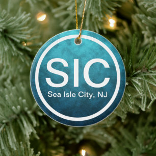 Persoonlijk SIC Zee Isle City NJ Beach Kerstmis Keramisch Ornament