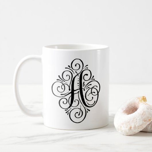 Persoonlijk Sieraard Monogram met Swash Koffiemok (Met donut)