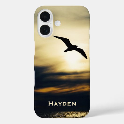 Persoonlijk silhouet van vliegende vogel bij zonso Case-Mate iPhone case (Achterkant)