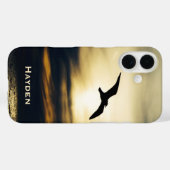 Persoonlijk silhouet van vliegende vogel bij zonso Case-Mate iPhone case (Achterkant (horizontaal))