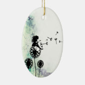 Persoonlijk Silhouette Fairy en Dandelion Seeds Keramisch Ornament (Rechts)