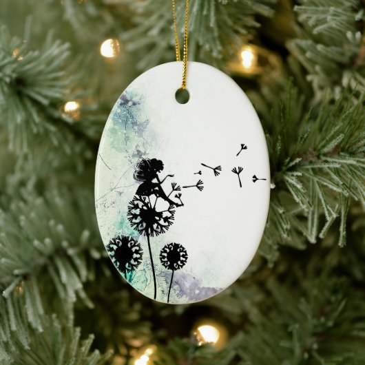 Persoonlijk Silhouette Fairy en Dandelion Seeds Keramisch Ornament (Boom)