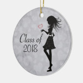 Persoonlijk Silhouette Girl en Hearts-Afstuderen Keramisch Ornament (Links)