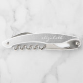 Persoonlijk Silver Ombre Faux Glitter Script Kurkentrekker (Achterkant)