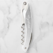 Persoonlijk Silver Ombre Faux Glitter Script Kurkentrekker (Voorkant)