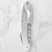 Persoonlijk Silver Ombre Faux Glitter Script Kurkentrekker (Achterkant)