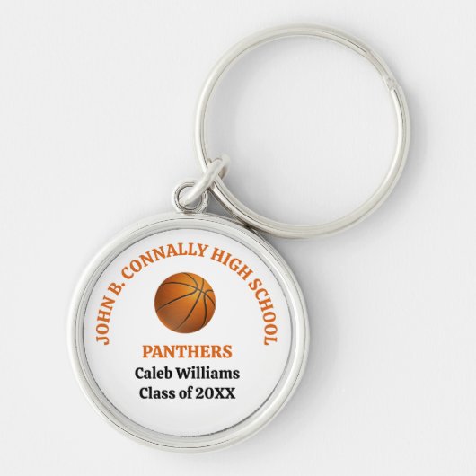 Persoonlijk sinaasappel basketbalspeler op de midd sleutelhanger (Voorkant)