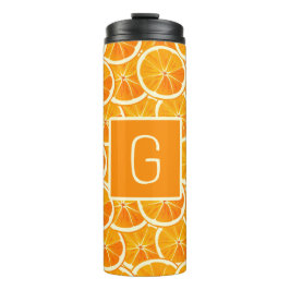 Persoonlijk sinaasappel citrusmonogram thermosbeker