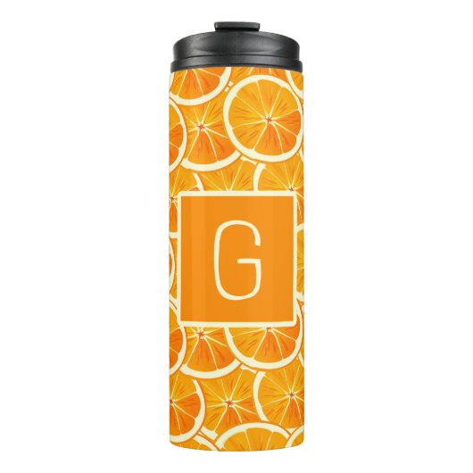 Persoonlijk sinaasappel citrusmonogram thermosbeker (Voorkant)