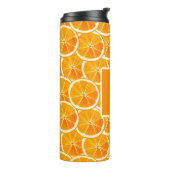 Persoonlijk sinaasappel citrusmonogram thermosbeker (Gedraaid links)