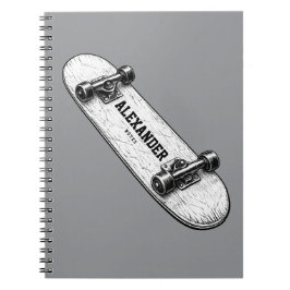 Persoonlijk skateboard-spiraalnotitieboek voor kin notitieboek