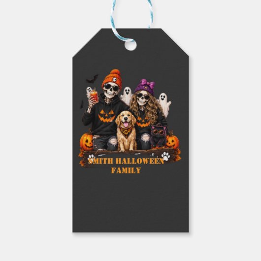 Persoonlijk skelet Halloween blijf eng Cadeaulabel (Voorkant)