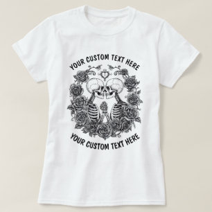 Persoonlijk Skelet Koppel Met Bloemen Frame T-shirt