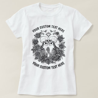 Persoonlijk Skelet Koppel Met Bloemen Frame T-shirt