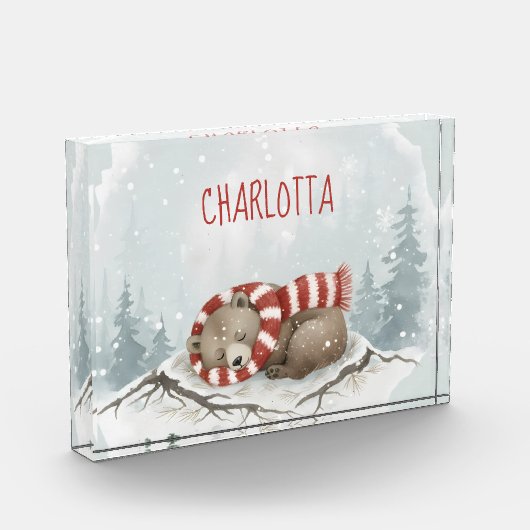 Persoonlijk slaapbeerfotoblok, Aangepaste naam Fotoblokken (Links)