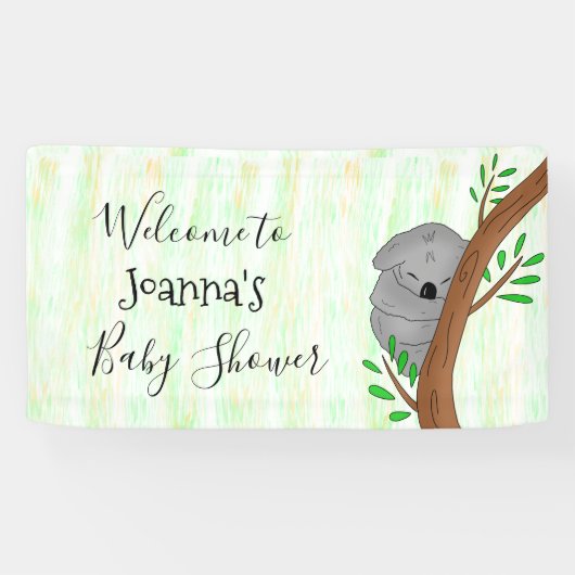 Persoonlijk Sleepy Koala Beer Baby shower Spandoek (Horizontaal)
