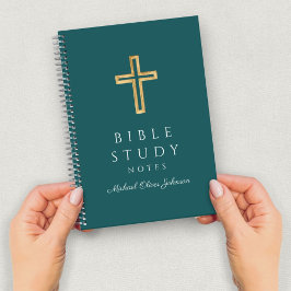 Persoonlijk smaragdgroen religieus kruis notitieboek