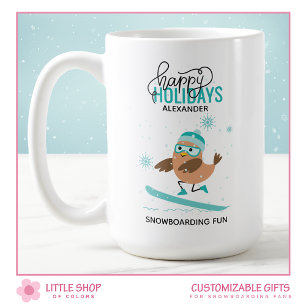 Persoonlijk Snowboarden Vogel Kerstmis Koffiemok