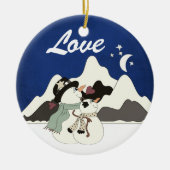 Persoonlijk Snowman Couple Mountain LOVE Ornament (Voorkant)