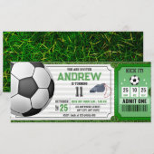 Persoonlijk Soccer Birthday Party Ticket voor jong Kaart (Voorkant / Achterkant)