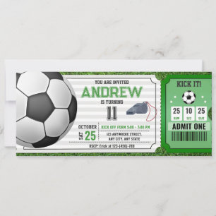 Persoonlijk Soccer Birthday Party Ticket voor jong Kaart
