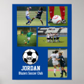 Persoonlijk Soccer Photo Collage Name Team # Poster (Voorkant)