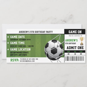Persoonlijk Soccer Ticket verjaardagsfeestje Kaart