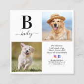 Persoonlijk Sociaal Media Monogram 3 Foto QR Code Vierkante Visitekaartje (Voorkant)