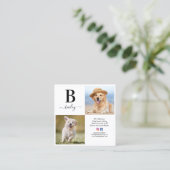 Persoonlijk Sociaal Media Monogram 3 Foto QR Code Vierkante Visitekaartje (Staand voorkant)