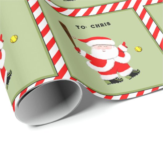 Persoonlijk Softbal Kerstcadeau Cadeaupapier (Rol Hoek)