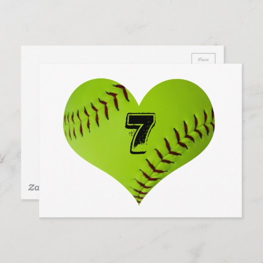 Persoonlijk softball-hart briefkaart (Voorkant / Achterkant)