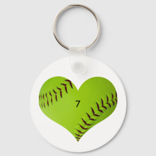 Persoonlijk softball-hart sleutelhanger