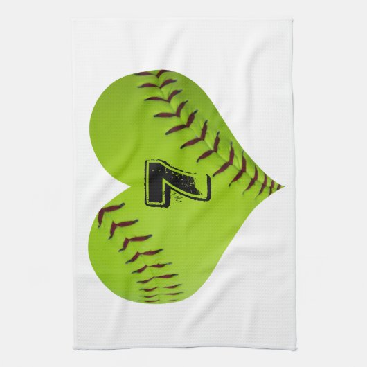 Persoonlijk softball-hart theedoek (Verticaal)