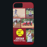 Persoonlijk Softball Photo Collage Name Team Case-Mate iPhone Case<br><div class="desc">Deze persoonlijke Softball iPhone-draagtas is voorzien van uw 5 foto's, player&#39;s naam, nummer en teamnaam. Personaliseer met actiespotsen, een teamfoto, toeristische foto's, enz. Verander gemakkelijk de achtergrondkleur om uw team&#39;s kleuren aan te passen - enkel klik aanpassen en dan de kleine oogdruppelaar. De perfecte fotocollage voor show van hoogtepunten van...</div>