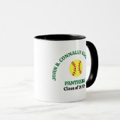 Persoonlijk softbalspeler op groene middelbare sch mok (Voorkant rechts)