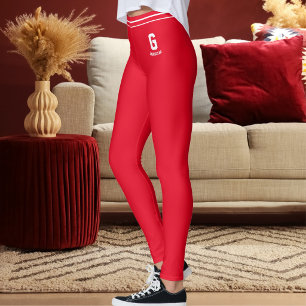 Persoonlijk Spaanse Rode Witte Gestreepte Monogram Leggings