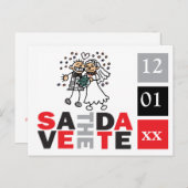 Persoonlijk sparen de Datum Fijne Wenddag van de V Aankondigingskaart (Voorkant / Achterkant)