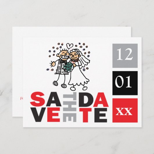 Persoonlijk sparen de Datum Fijne Wenddag van de V Aankondigingskaart (Voorkant / Achterkant)