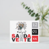 Persoonlijk sparen de Datum Fijne Wenddag van de V Aankondigingskaart (Staand voorkant)