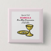 Persoonlijk, speciaal meisje, eerste gemeenschap vierkante button 5,1 cm (Voorkant)