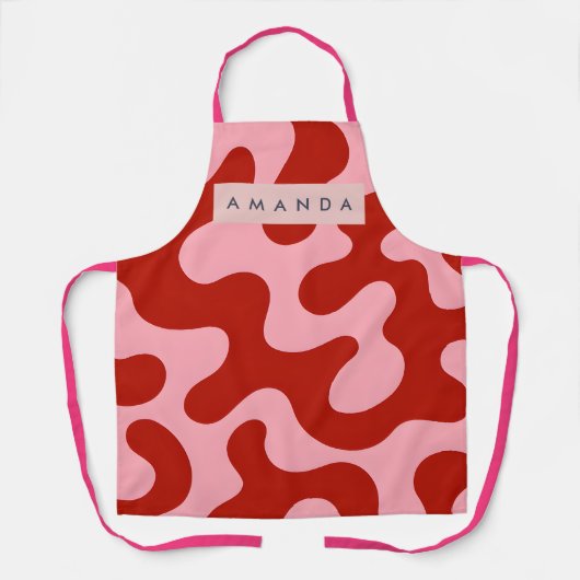 Persoonlijk Speels Roze en Rood Abstract Camo Schort (Voorkant)