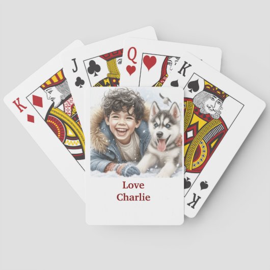Persoonlijk spel met naam – Cute hond Pokerkaarten (Achterkant)
