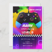 Persoonlijk spel op game-verjaardagsuitnodiging kaart (Voorkant)