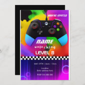 Persoonlijk spel op game-verjaardagsuitnodiging kaart (Voorkant / Achterkant)