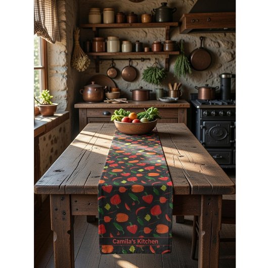 Persoonlijk Spicy Chili Pepper Patroon Korte Tafelloper