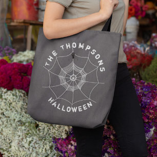 Persoonlijk Spinneweb Familie Halloween Griezelen Tote Bag
