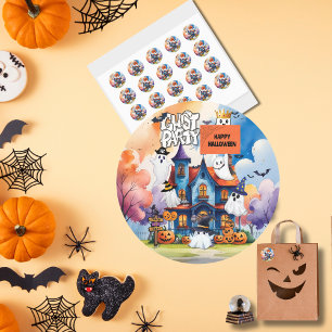 Persoonlijk spookfeest voor kinderen Halloween Ronde Sticker