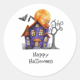 Persoonlijk spookhuis met Happy Halloween Ronde Sticker