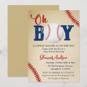 Persoonlijk  Sport Baseball Baby shower Kaart (Voorkant / Achterkant)